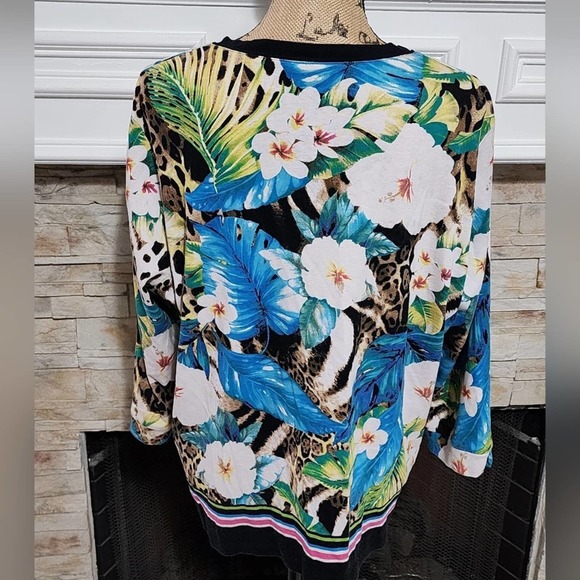 Rafaella floral‎ and striped cardigan sweater plus size 2X - Picture 5 of 7